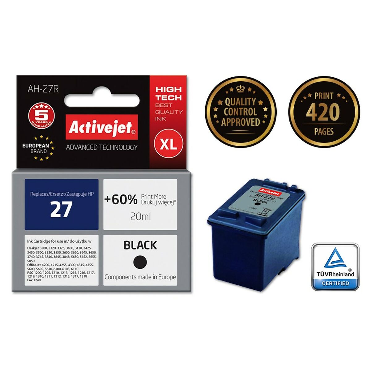 Cartucho de Tinta Original Activejet AH-27R Negro